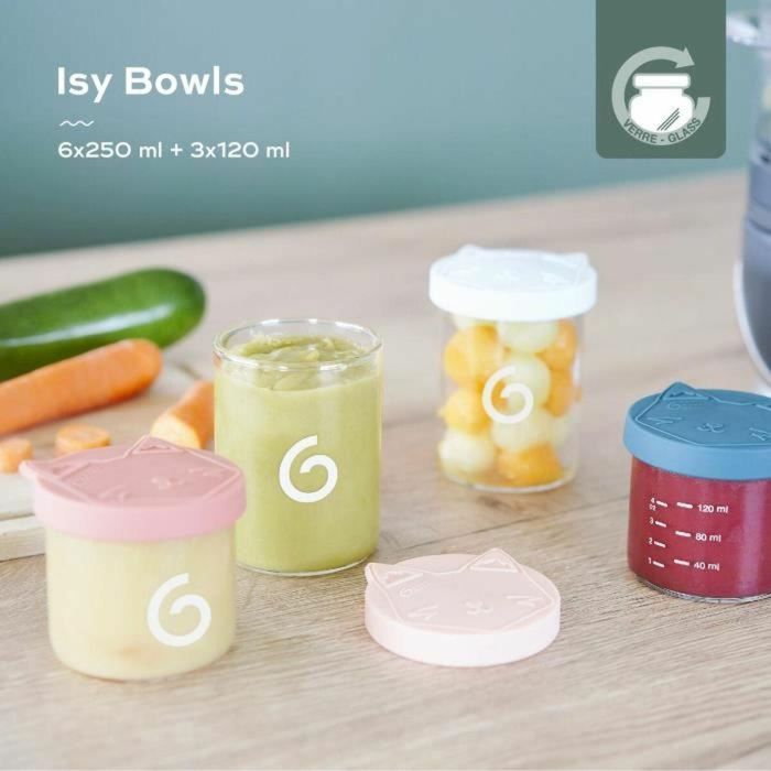 Babymoov Isy Bowls 9 macetas de conservación de vidrio de borosilicato graduado - 6x250ml + 3x120ml 3