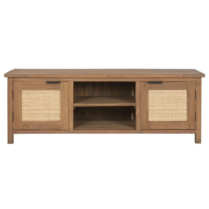 DKD Home Decor Mueble TV Balinés de Madera Teca Reciclada y Ratán 140 x 45 x 50 cm 1 DKD Home Decor Mueble TV Balinés de Madera Teca Reciclada y Ratán 140 x 45 x 50 cm 1