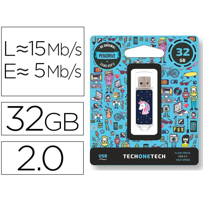 Memoria Usb Tech On Tech Unicornio Dream 32 grb