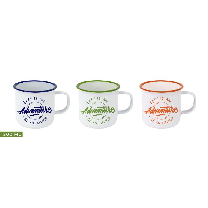 Mug esmaltada blanca con frases 500 ml - Privilege (24 Unidades) 6 Mug esmaltada blanca con frases 500 ml - Privilege (24 Unidades) 6