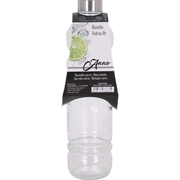 Botella de vidrio Anna 1L con tapa metálica - 8x31 cm (12 Unidades) 1 Botella de vidrio Anna 1L con tapa metálica - 8x31 cm (12 Unidades) 1
