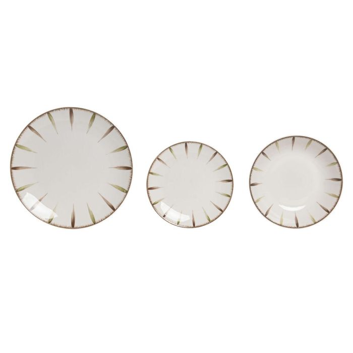 DKD Home Decor Vajilla Basicos Verde Blanco Porcelana Set de 18 Piezas 26.8 x 2.8 x 26.8 cm 1