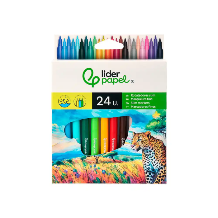 Liderpapel Rotulador Slim Caja 24 Unidades Colores Surtidos Punta Fina 2mm Tinta Lavable 1 Liderpapel Rotulador Slim Caja 24 Unidades Colores Surtidos Punta Fina 2mm Tinta Lavable 1
