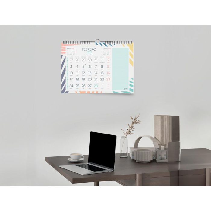 Calendario Espiral Pared Liderpapel Joven 2025 Numeros Grandes 44x32 cm Papel 128 gr Con Pegatinas 3