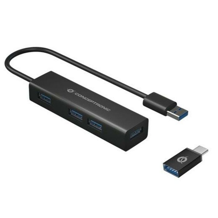Hub USB Conceptronic HUBBIES06B Negro (1 unidad) Hub USB Conceptronic HUBBIES06B Negro (1 unidad)