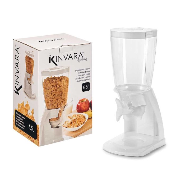 Dispensador de Cereales Kinvara Blanco 4,5L - 16x40x20 cm (6 Unidades) Dispensador de Cereales Kinvara Blanco 4,5L - 16x40x20 cm (6 Unidades)