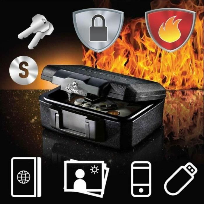Master Lock Caja fuerte ignífuga transportable de 5L para documentos, USB y soportes multimedia, con cerradura de llave, negra. 3 Master Lock Caja fuerte ignífuga transportable de 5L para documentos, USB y soportes multimedia, con cerradura de llave, negra. 3