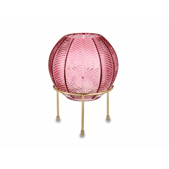 Jarrón Bola Cristal Rosa Base Metal Oro Giftdecor 14.5x19.5x14.5 cm (8 Unidades) 1 Jarrón Bola Cristal Rosa Base Metal Oro Giftdecor 14.5x19.5x14.5 cm (8 Unidades) 1