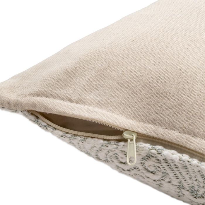 Cojín Blanco-Verde Algodón Decoración 40 X 60 cm