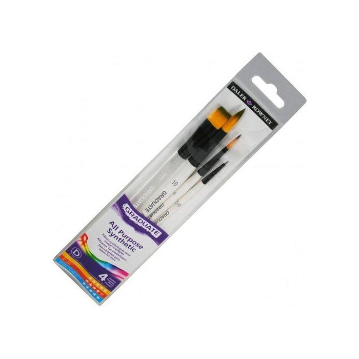 Pincel Daler Rowney Graduate Acuarela Mango Corto Blister De 4
