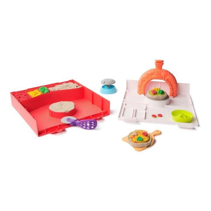 Spin Master Kinetic Sand Juego de Arena Moldeable Squish Pizza, Crea tu Propia Pizza de Arena, para Niños +5 Años. 27,9x25,4x5,1 cm 3