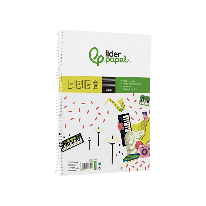 Liderpapel Bloc Música Pentagrama 3mm Folio 20 Hojas 100 g/m² 3 Liderpapel Bloc Música Pentagrama 3mm Folio 20 Hojas 100 g/m² 3