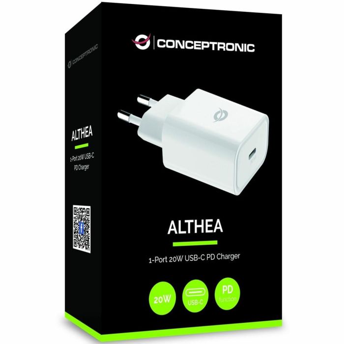 Conceptronic ALTHEA07W Cargador USB-C PD 20W, Carga Rápida para MacBook, iPhone, Samsung Galaxy, Nintendo Switch 2 Conceptronic ALTHEA07W Cargador USB-C PD 20W, Carga Rápida para MacBook, iPhone, Samsung Galaxy, Nintendo Switch 2