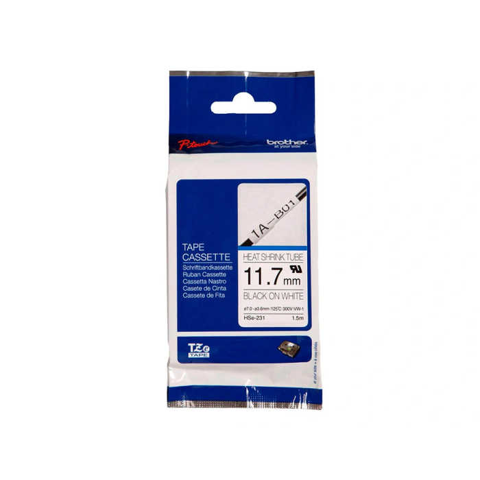 Brother HSE-231 Cinta Termoretráctil 11,7 mm Negra/Blanca Consumible Máquina de Etiquetas 1