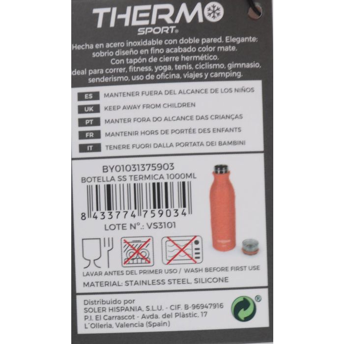 Botella Térmica ThermoSport Acero Inoxidable 1 L 7