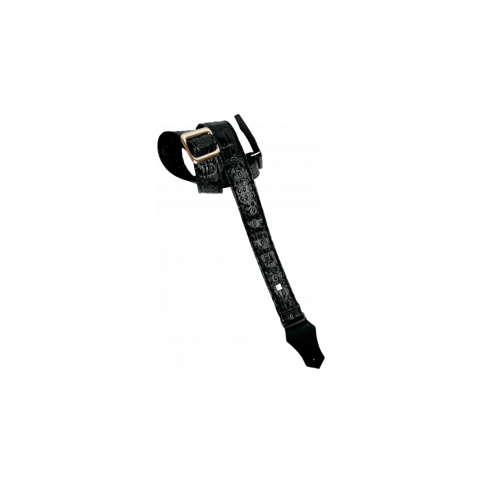 GETM Correa Guitarra Bajo Aussie Gator Black Ajustable hasta 165cm Polipiel Nailon Piel