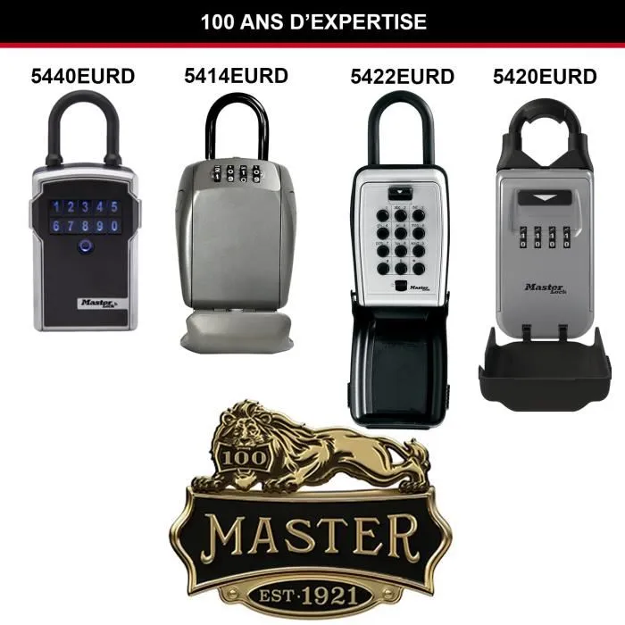 Master Lock 5420EURD Caja de llaves con grillete retráctil para compartir llaves de combinación digital Master Lock 5420EURD Caja de llaves con grillete retráctil para compartir llaves de combinación digital