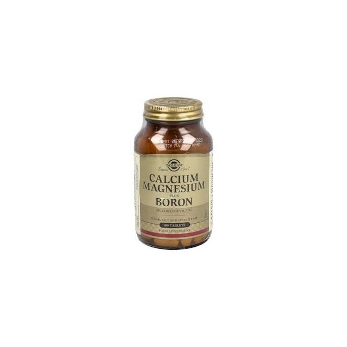 SOLGAR Calcio Magnesio Plus Boro, Suplemento Mineral para Huesos y Músculos, Apto Veganos, 100 Comprimidos