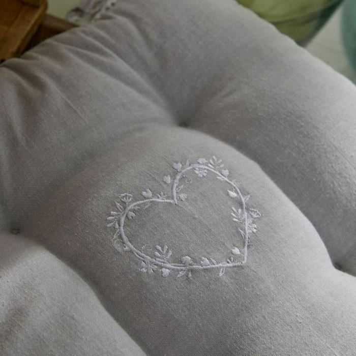 Asiento acolchado - HOY - CHARME - Chambray x Petite Broderie Constance - 40 x 40 cm 3 Asiento acolchado - HOY - CHARME - Chambray x Petite Broderie Constance - 40 x 40 cm 3