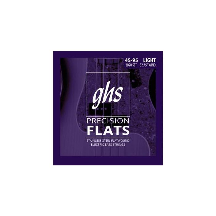 GHS Juego de Cuerdas Bajo Entorchado Plano Stainless Steel Light 45-95 (Escala Corta)