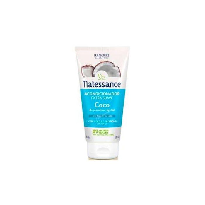 NATESSANCE Acondicionador Coco Extra Suave Aceite Coco Orgánico Queratina Vegetal Fortalece Regenera Cabello 150ml