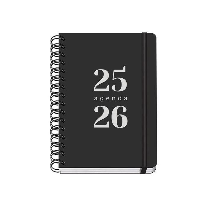 Dohe Agenda Escolar Grammar A5 Espiral Doble Tapa PP Negro 2025-2026