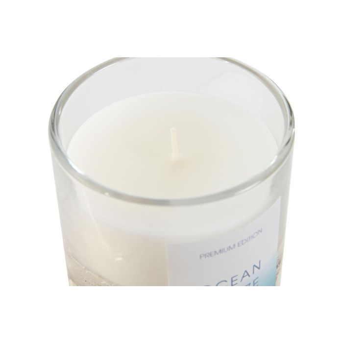 DKD Home Decor Vela Decorativa Perfumada Mediterraneo Blanca de Cristal y Conchas, 182g, 8 cm Ancho x 9.3 cm Alto x 8 cm Largo 1