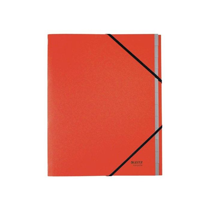 Leitz 39150025 Carpeta Clasificadora de Cartón 12 Posiciones A4 100% Reciclado Rojo