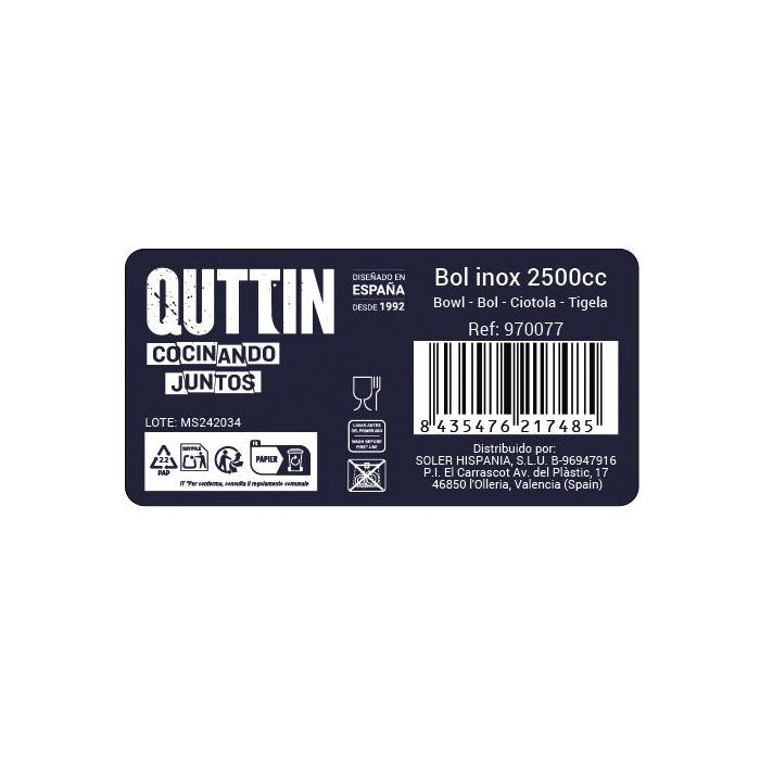 Bol Metal Inox Quttin 2500Cc (18 Unidades) 2 Bol Metal Inox Quttin 2500Cc (18 Unidades) 2