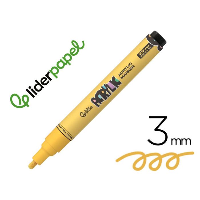 Rotulador Liderpapel Acrylic Base Agua Todo Tipo De Superficie Punta Redonda 3 mm Amarillo Claro Rotulador Liderpapel Acrylic Base Agua Todo Tipo De Superficie Punta Redonda 3 mm Amarillo Claro