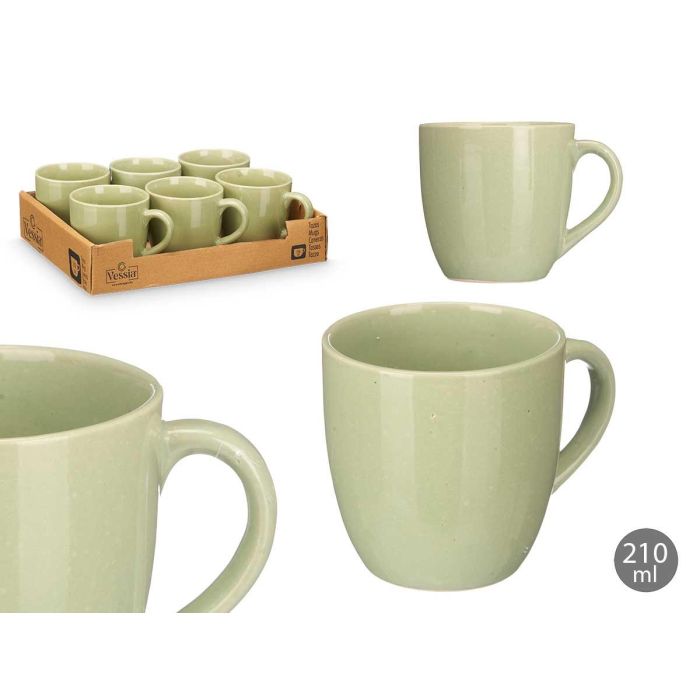 Vessia Taza Café con Leche Verde Menta 210 ml, Cerámica Loza, 11x8x8 cm (24 Unidades) Vessia Taza Café con Leche Verde Menta 210 ml, Cerámica Loza, 11x8x8 cm (24 Unidades)