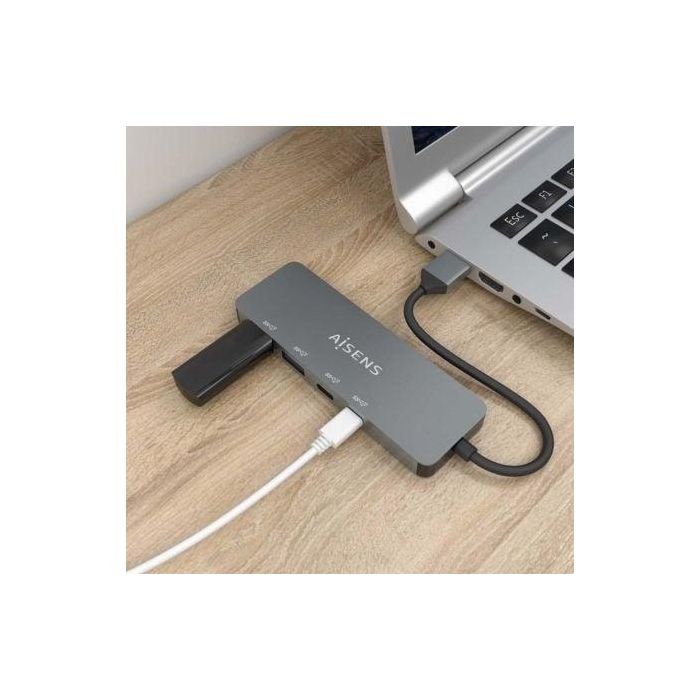 AISENS - HUB USB 3.2 GEN2 10G USB-A, USB-A/M-2xUSB-C/H-2xUSB-A/H, GRIS, 15CM 4