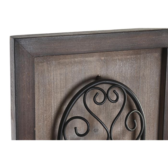 DKD Home Decor Decoracion Pared Cottage Marron Negro 4 x 99 x 24 cm (2 Unidades) Madera Metal 2