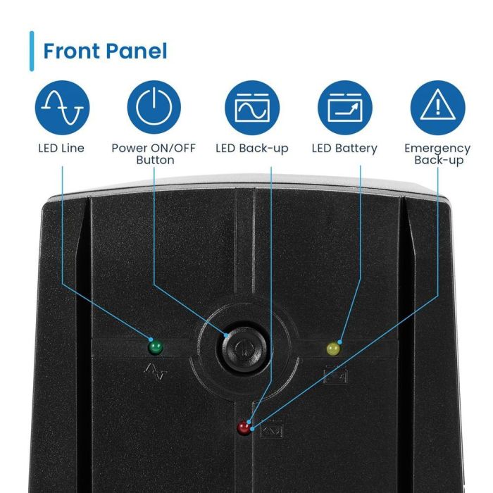 Ewent EW3995 SAI UPS Line Interactive 780VA/390W con AVR, 2 Tomas Schuko, para Ordenadores y Oficinas Pequeñas, Protección Sobretensiones 1