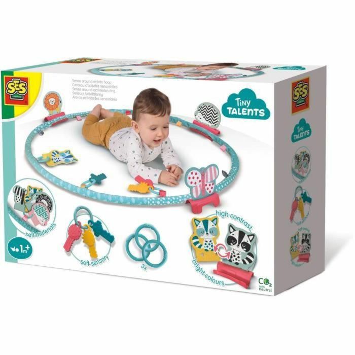SES Creative Aro de Actividad Sensorial Infantil para Bebés desde 1 Mes, Tela Suave, 9 Anillos de Actividades Interconectables 0 SES Creative Aro de Actividad Sensorial Infantil para Bebés desde 1 Mes, Tela Suave, 9 Anillos de Actividades Interconectables 0