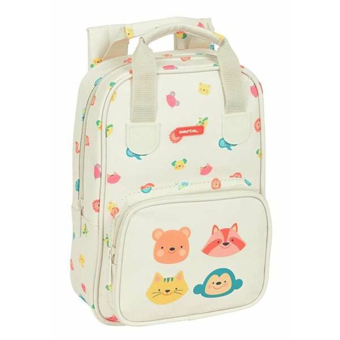 Mochila infantil con asas cabecitas 20x28x8cm