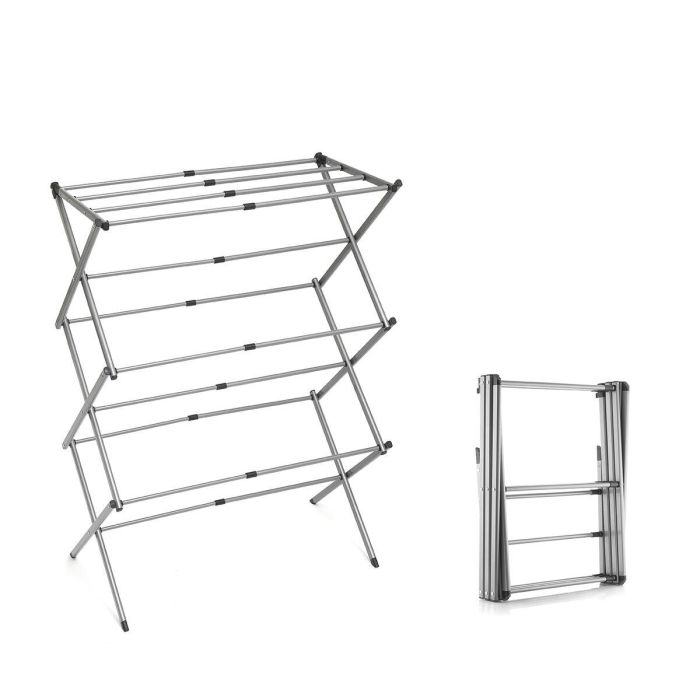 Tendedero Metálico Plegable y Extensible con 3 Alturas Cloxy InnovaGoods 11 barras 15 Tendedero Metálico Plegable y Extensible con 3 Alturas Cloxy InnovaGoods 11 barras 15