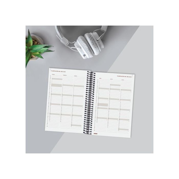 Finocam Agenda Anual Year Espiral E5-117x181 mm 1Dp Negro 2025 2