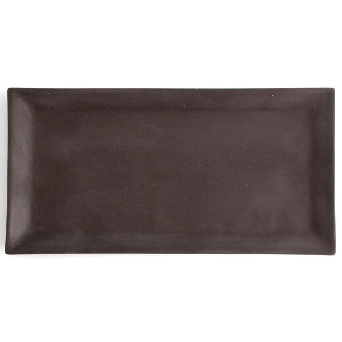 Quid Bandeja Rectangular Cerámica Mineral Gres 15x30 cm Negra Set de 8 Unidades. Apta Lavavajillas y Microondas, Alta Resistencia, Fabricada en España.
