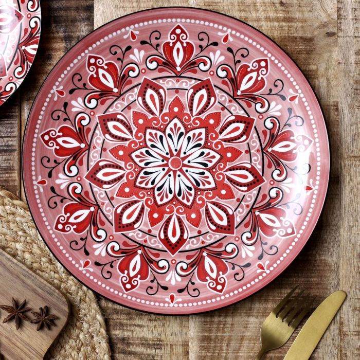 Plato Jaipur Rojo Home Deco Factory diámetro 26 cm  1