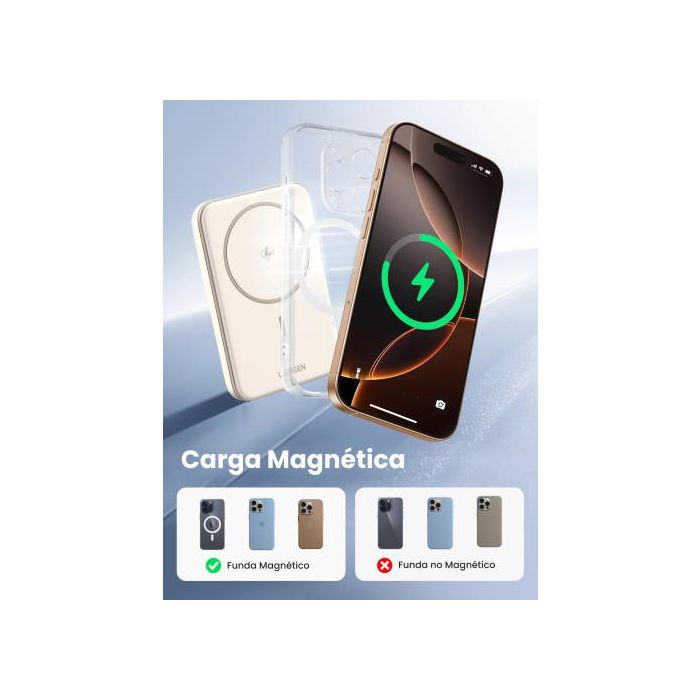 UGREEN 25207 Batería Externa 5000 mAh Cargador Inalámbrico Magnético PD15W USB-C Negro 20
