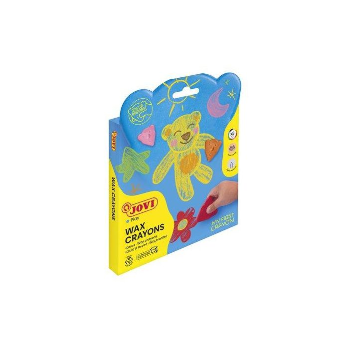 Jovi Lápices de cera My First Crayon forma de oso, 8 unidades, colores surtidos, ergonómicos para manos pequeñas