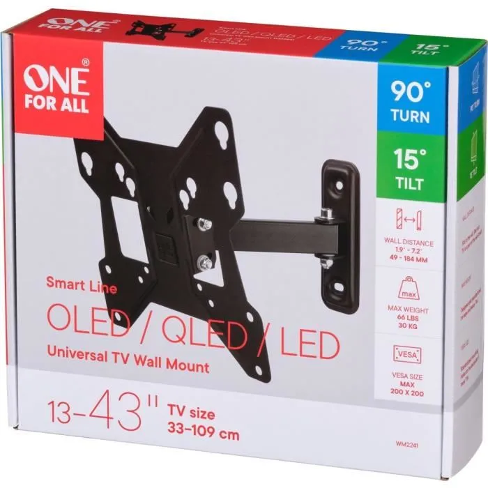 One For All WM2241 Soporte de Pared Inclinable y Giratorio para TV de 13 a 40 Pulgadas (33-102 cm) - Negro 2