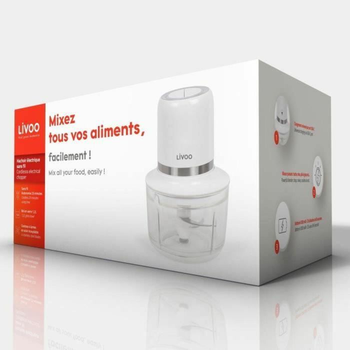 Picadora Livoo Chopper Blanco Acero 200 W 1,2 L 2 Picadora Livoo Chopper Blanco Acero 200 W 1,2 L 2