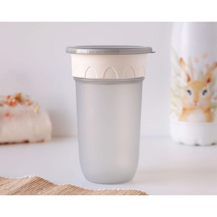 KioKids Vaso Step 3 Gris +12 meses, Taza Aprendizaje Antiderrames Silicona 300ml 4