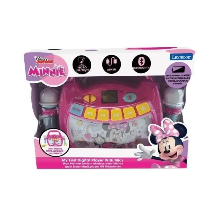 Lexibook MINNIE MOUSE Altavoz Bluetooth con Efectos de Luz, Micrófonos y Batería Recargable Infantil Portátil Karaoke 4