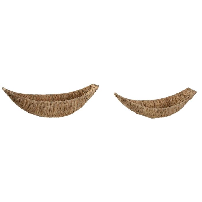 DKD Home Decor Centro de Mesa Tropical de Jacinto de Agua y Metal Natural 20 x 18 x 58 cm - Set de 2 Unidades