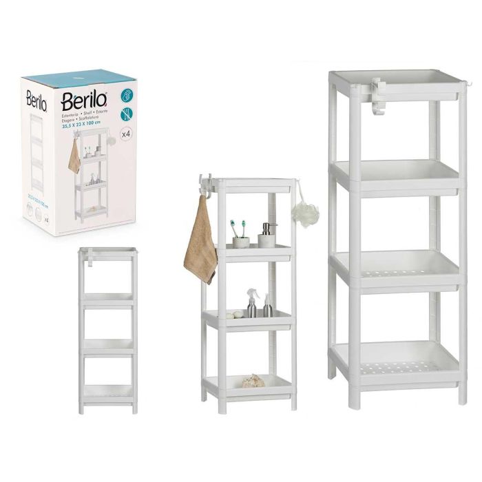 Estanteria Plastico Blanca 4 Baldas 100Cm Berilo (6 Unidades) Estanteria Plastico Blanca 4 Baldas 100Cm Berilo (6 Unidades)