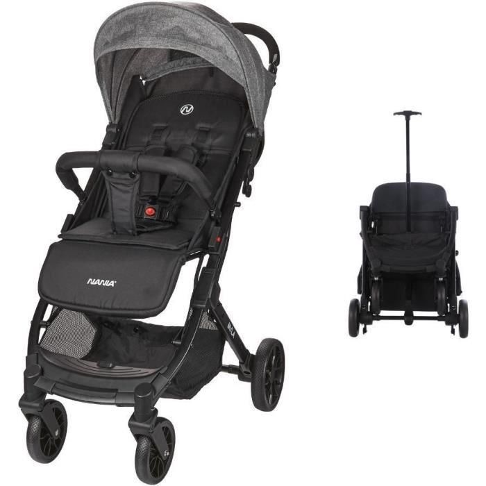 NANIA - Silla de paseo combinada 2 en 1 con silla de auto Rimini + base isofix - MYLA - 4 ruedas - Negro 1