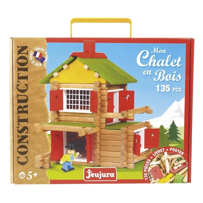 Jeujura My Wooden Chalet Juego de Construcción en Madera Natural y Teñida, 135 Piezas 2 Jeujura My Wooden Chalet Juego de Construcción en Madera Natural y Teñida, 135 Piezas 2